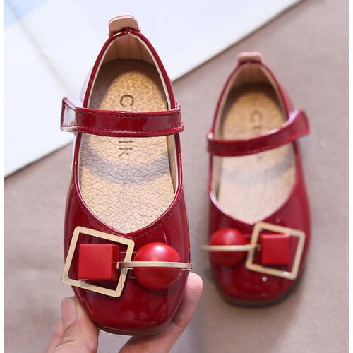 Square-toe Girls Artificial Leather Shoes 2021Korean Spring Autumn Fashion Non-slip Garden Shoes Soft-soled Princess Shoes