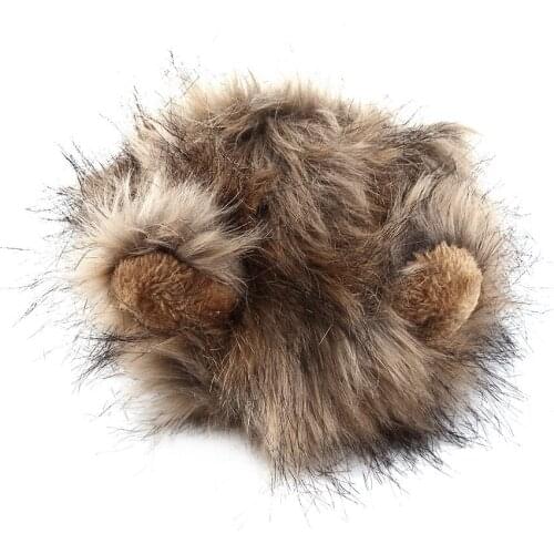Funny Cute Pet cat Costume Cosplay Lion Mane Wig Cap Hat for Cat Halloween Xmas Clothes Fancy Dress with Ears Autumn Winter