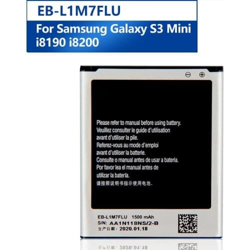 Samsung Original EB-L1M7FLU Battery For Samsung Galaxy S3Mini S3 Mini I8190 I8190N i8200 Replacement Phone Battery 1500mAh