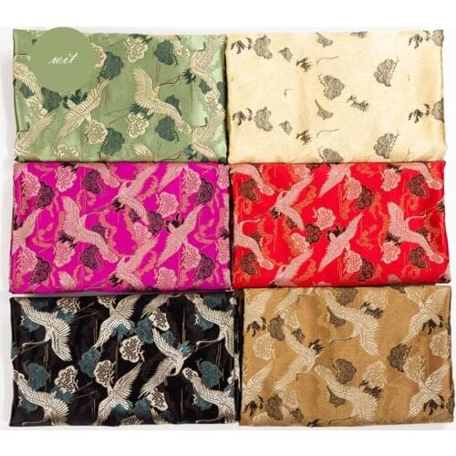 NCF07 The Crane Brocade Jacquard Fabric For Traditional Chinese Fabric Wedding Cheongsam Qipao Fabric Mulberry Silk DIY Material