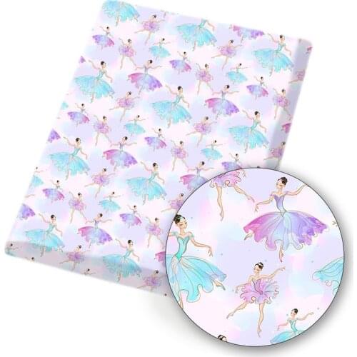 Polyester Cotton Cloth Fabric By The Yard Ballet Girl Cartoon Printed Fabrics Sheet For DIY Craft Dress Sewing Supplies 45*145cm