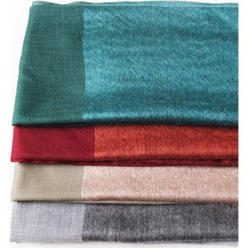 New fashion pure goat cashmere women solid scarfs shawl pashmina 90x200cm small tassel green color