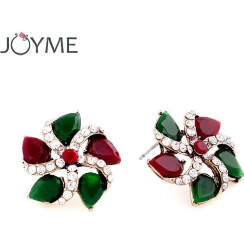 Korean Fashion 5 Leaves Flower Studs Earrings For Girls Gold Female Accessories Brincos Bulgaria Jewelry Golden Boucle Doreill