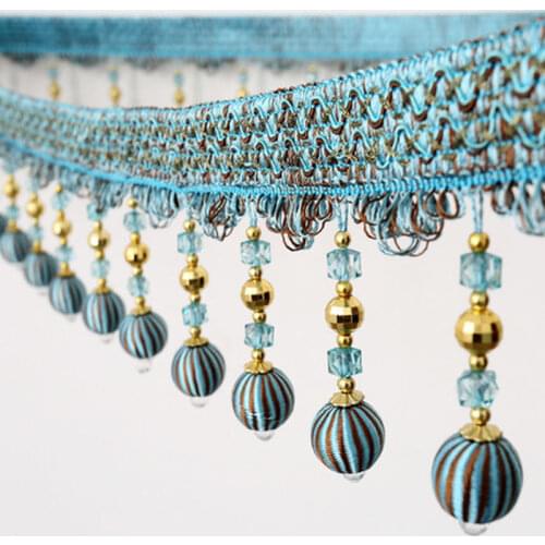 1M Beaded fringe tassel trim Curtain Accessories Lace Decoration Tassel Fringe Trim Crystal Bead Ribbon Diy Sewing Decoration