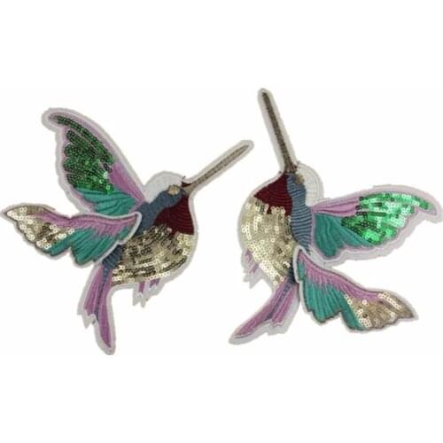 1PC New Arrival Love Bird Sequin Embroidered Patches Sew on Sewing for Clothes Stripe Parches Applique Diy Accessories Supplies