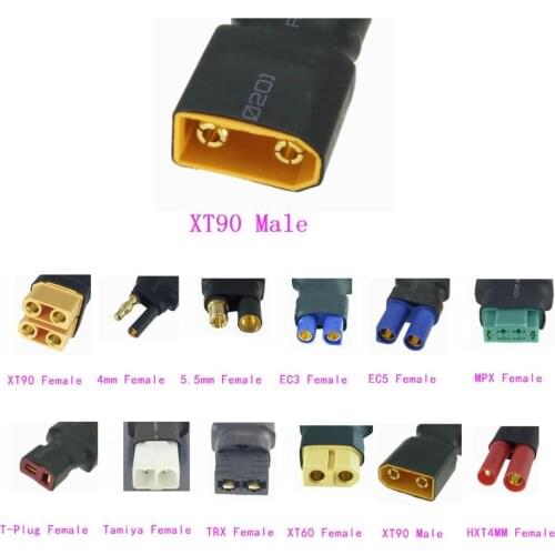 1pce XT90 Male to XT90/4mm/ 5.5mm/EC3/EC5/MPX/T -Plug Deans/Tamiya/TRX Traxxas/XT60/ HXT4mm No Wire Adapter For Lipo Battery