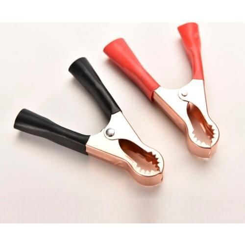 2Pcs 50A Red + Black 80mm Car Alligator Clips Battery Clamps Crocodile Clip