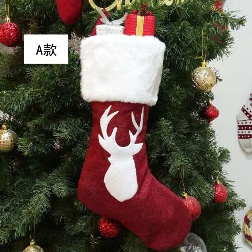 2020 Christmas Decoration Christmas Pendant Large Deer Pattern Christmas Decoration Socks Christmas Socks Gift Bag
