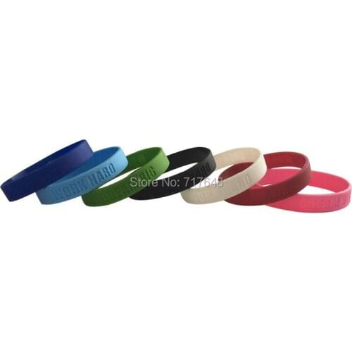 350pcs Debossed Work Hard wristband silicone bracelets free shipping by FEDEX