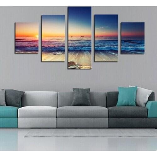 5 pieces framed Wall Art Picture Home Decoration Canvas Print painting beautiful sea Sunset landscape art prints HOT (55-1)
