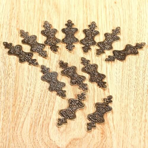 56*20mm/2.2"*0.79" Antique Bronze Corner Bracket Jewelry Box Wood Case Leg Corner Protector Furniture Fittings w/Nails 12X