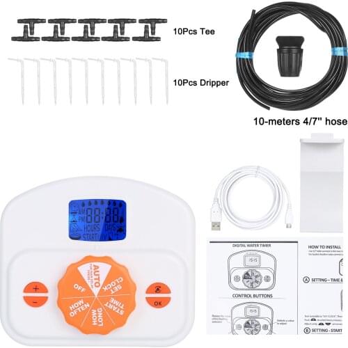 Automatic Drip Irrigation Emitter System Controller Battery-powered/USB-powered Programmable Watering Timer 4 Set of Water Time