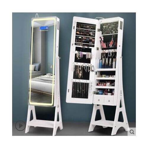 Household bedroom full-length mirror with light wall mirror floor storage cabinet bedroom simple modern fitting mirror body mirr