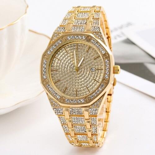 Trendy Metallic Calendar Golden Top Brands Luxury Men Women Watches Relogio Masculino High Quality Dress Watches Montre