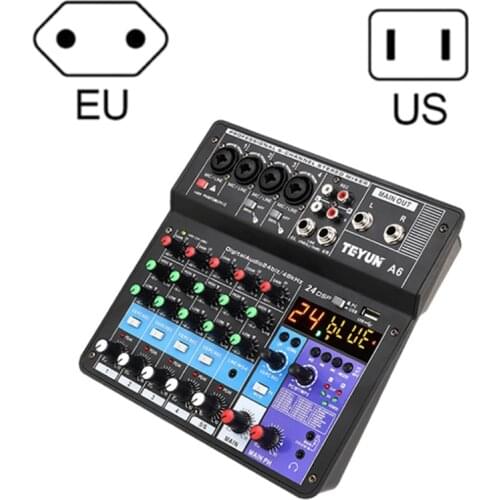 Digital Mini Microphone Sound Mixer Sound Card Karaoke Mixer Audio Professional 6 Channel -Studio Audio Mixing Console Amplifier