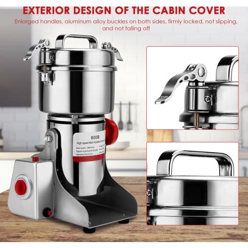 Safety Upgraded Electric Grain Grinder Mill High-speed Spice Herb Mill Commercial Powder Machine Dry Cereals Grain Herb Grinder