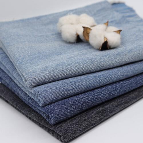 Cotton Distressed Denim Fabric For Sewing Pants Jackets Dresses After Washing Blue Jeans Fabrics Costura Tissus 50x150CM