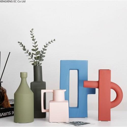 Geometric Irregular Vase Ceramic Vase Modern Minimalist Home Living Room Decoration Ornaments Home Decoration Accessories