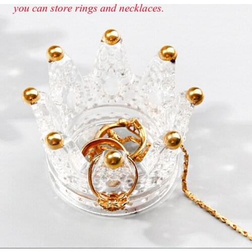 Creative Qutline In Gold glass crown candlestick embossed ring beauty egg tray put cosmetic egg shelf jewelry storage box