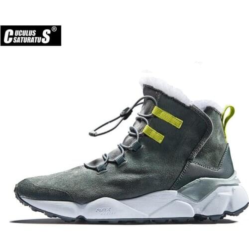 Cuculus Men Boots Winter With Fur 2020 Warm Snow Boots Men Winter Boots Work Shoes Men Footwear Fashion Rubber Ankle Shoes 39-46