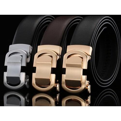 Peikong brand leather genuine men male for black fashion alloy mens belts luxury automatic buckle business mens waist g belt