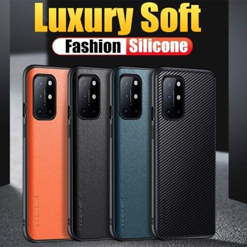 Soft Oneplus 8T Case Unique Plain Oneplus8 Pro Back Cover Anti-Scratch For One Plus 8 8T Pro 1+8t Carbon Fiber Shell Orange Case