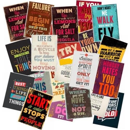 25PCS Motivational Typography Life Quotes Diary Stickers Planner Memo Scrapbooking Sticker Stationery Child Toy Stickers