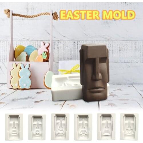 Easter Mold Easter Moai Statue Chocolate Mold Easter Cake Tool Pudding Jelly Chocolate Fondant Mould Ball Biscuit Baking Moulds