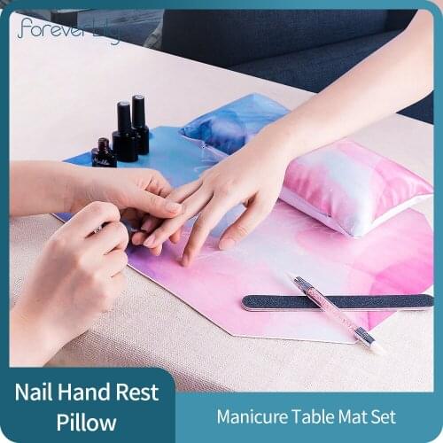 Nail Pillow Hand Rest Cushion Set Arm Rest Holder Pad PU Leather Washable Manicure Table Mat Salon Tools