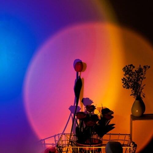Sunset Rainbow Projection Lamp LED Night Light For Bedroom Bar Store Atmosphere Background Desk Lighting USB Selfie Light Gift
