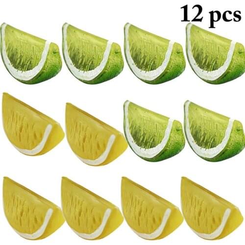 12Pcs Lifelike Simulation Fruit Piece Model Artificial Lemon Piece Photography Props Display Home Decoration Accessories