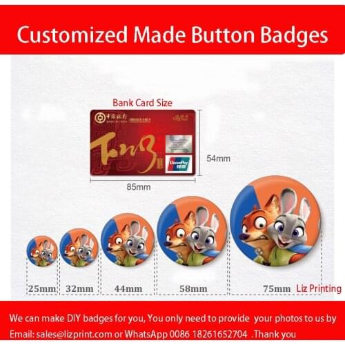 DIY Customized Made PIN Button Badges For Wedding 100pcs/PKG