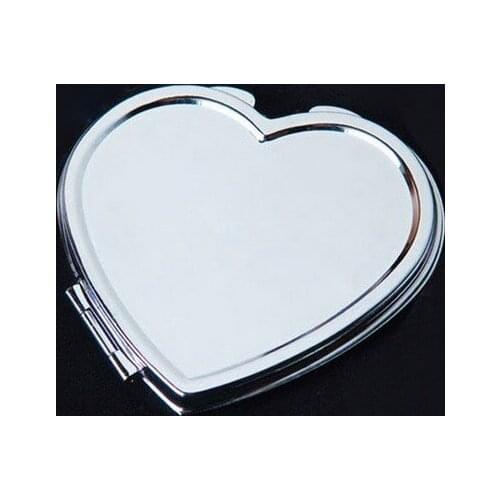 SILVER COMPACT MIRRORS BRIDESMAIDS WIFE GIRLFRIEND HEART SHAPED MAKEUP CASES 10PCS/LOT