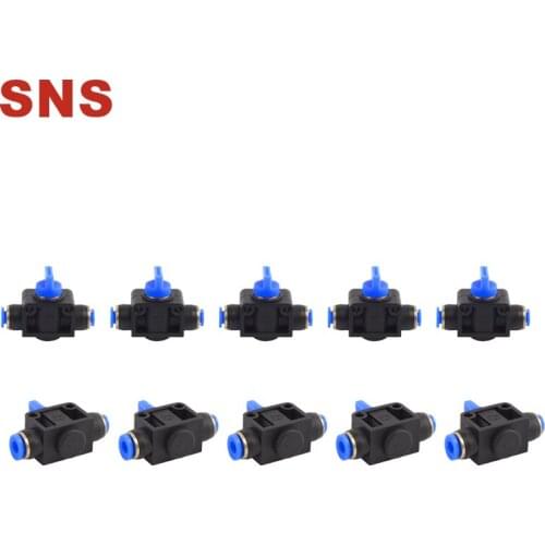 SNS HVFF Series Plastic Push To Connect Air Tube Reducing Hand Valve Fitting Speed Controller