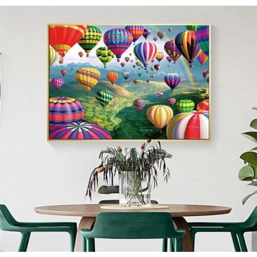 Morden Scenery Hot Air Balloon Paint By Numbers Hand Painted Home Decor Kits Drawing Canvas DIY Oil Coloring Painting Pictures