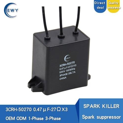 Three-phase electronic arc extinguisher 3CRH-50270 3-phase spark quencher 0.47UF 27R 500V RC SUPPRESSOR spot good