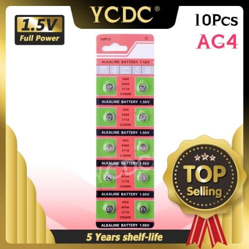 YCDC Free Shipping+Hot Selling+10 pcs x AG4 377A 377 LR626 SR626SW SR66 LR66 Watch Coin Battery ,Tianqiu Brand Battery