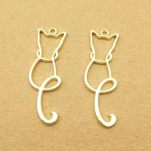 10pcs 13x40mm cat charm for jewelry making and crafting cute earring pendant bracelet necklace charms