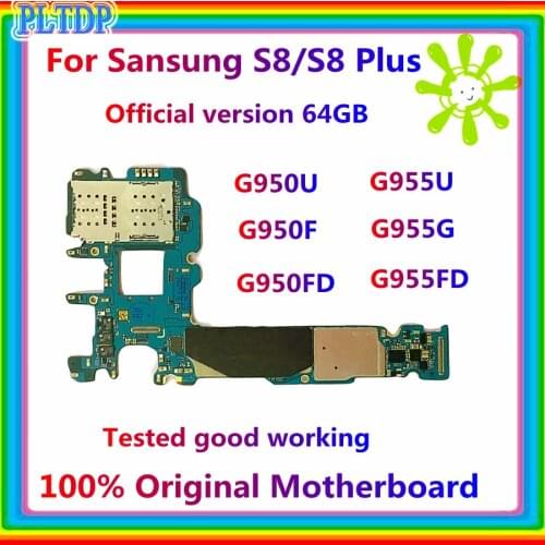 100% Original Unlocked Mainboard For Samsung GalaxyS8 Plus Logic board G955FD G955F G955U S8 G950FD G950F G950U 64GB Motherboard