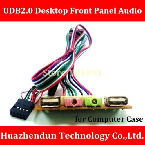 20PCS Desktop Computer host case Front I/O Panel USB 2.0 AUDIO Mic headphone 3.5mm plug PC cable cord retail wholesale