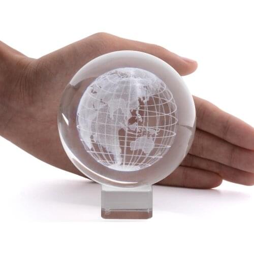 3D Earth Crystal Ball Fashion Figurine Feng Shui Office Decorative Storm Glass Balls Room Ornaments Statue Crafts