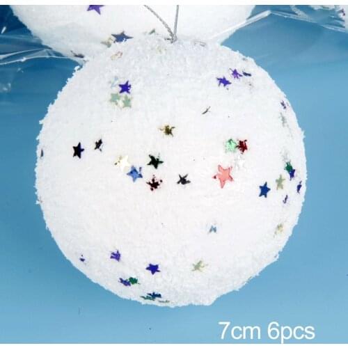 6pcs White Glitter Christmas Ball Xmas Tree Decorations Baubles Soft Foam Xmas Home Decor Wedding Party Supplies