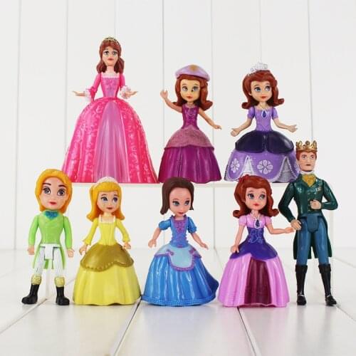8pcs/Lot Sofia the First Figures Princess Sophia Cilo Amber Prince James King Roland Queen Miranda Model Toys