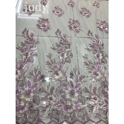 African fabric CSH02# 4 color mixed embroidery thread net cloth and beaded wedding dress for bridal wedding dress/sawing