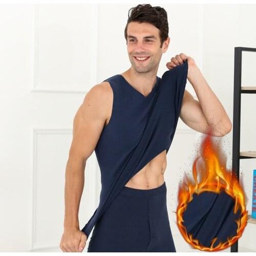 Plus Size Velvet Mens Thermal Vest V Neck Seamless Warm Underwear Inner Wear Winter Tank Top XXXL Heating Fleece Big Stretchy