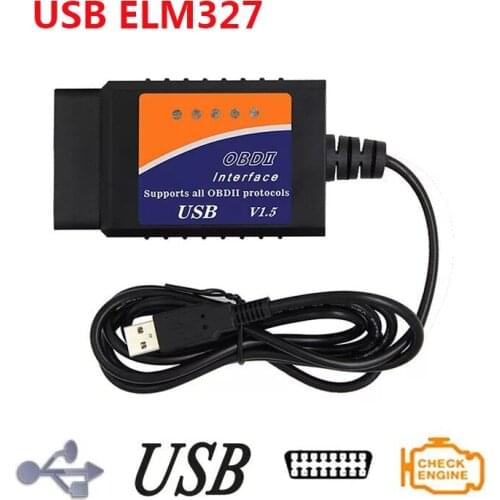 MINI USB ELM327 V1.5 OBD2 Car Diagnostic Interface Scanner ELM 327 V1.5 OBDII Diagnostic Tool ELM-327 OBD 2 Code Reader Scanner