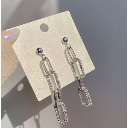European and American fashion exaggerated rhinestone long twist earrings geometric cold fashion earrings