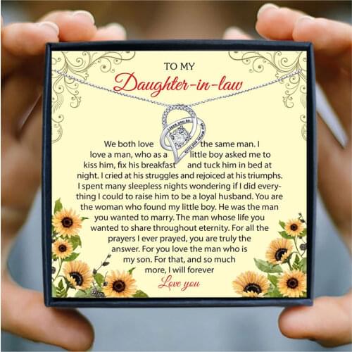 To My Daughter in law Women Necklace "i love you to the moon and back" Heart Pendant Necklace Family Jewelry Birthday Gift