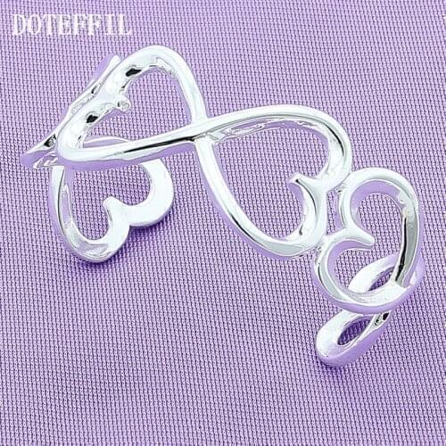 DOTEFFIL 925 Sterling Silver Heart Bangle Bracelet For Woman Wedding Engagement Fashion Charm Party Jewelry