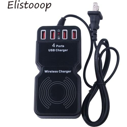 Elistooop 4 Port Desktop USB Charger for Smartphones Tablets with wireless charger for S6 Lumia 930YotaPhone 2